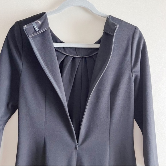 Tahari Pleated Front Long Sleeve Shift Mini Dress in Black, Size 4 - Picture 9 of 11
